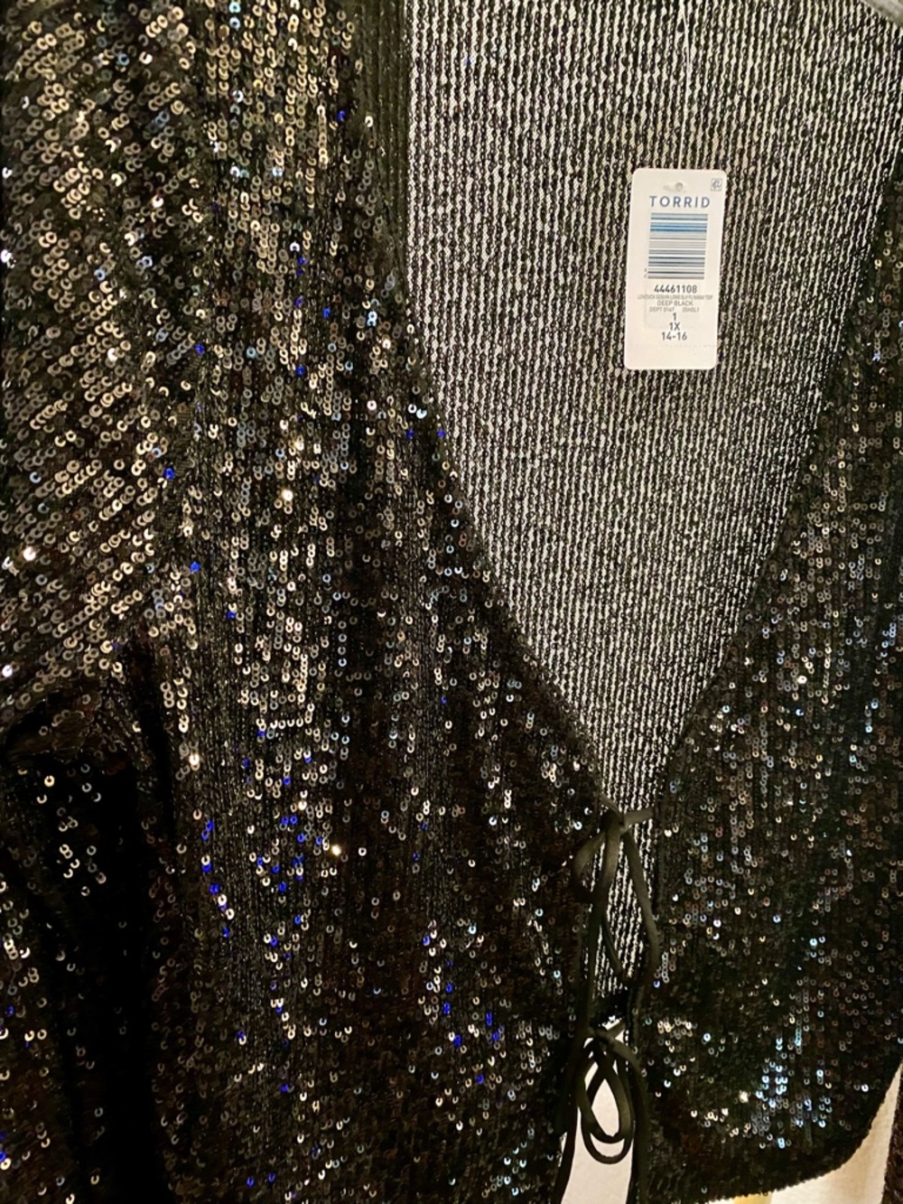 Torrid Sequin Tie Front Top and Flared Leg Pants Set - Size 1X - NWT! - Picture 7 of 16